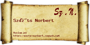 Szőts Norbert névjegykártya